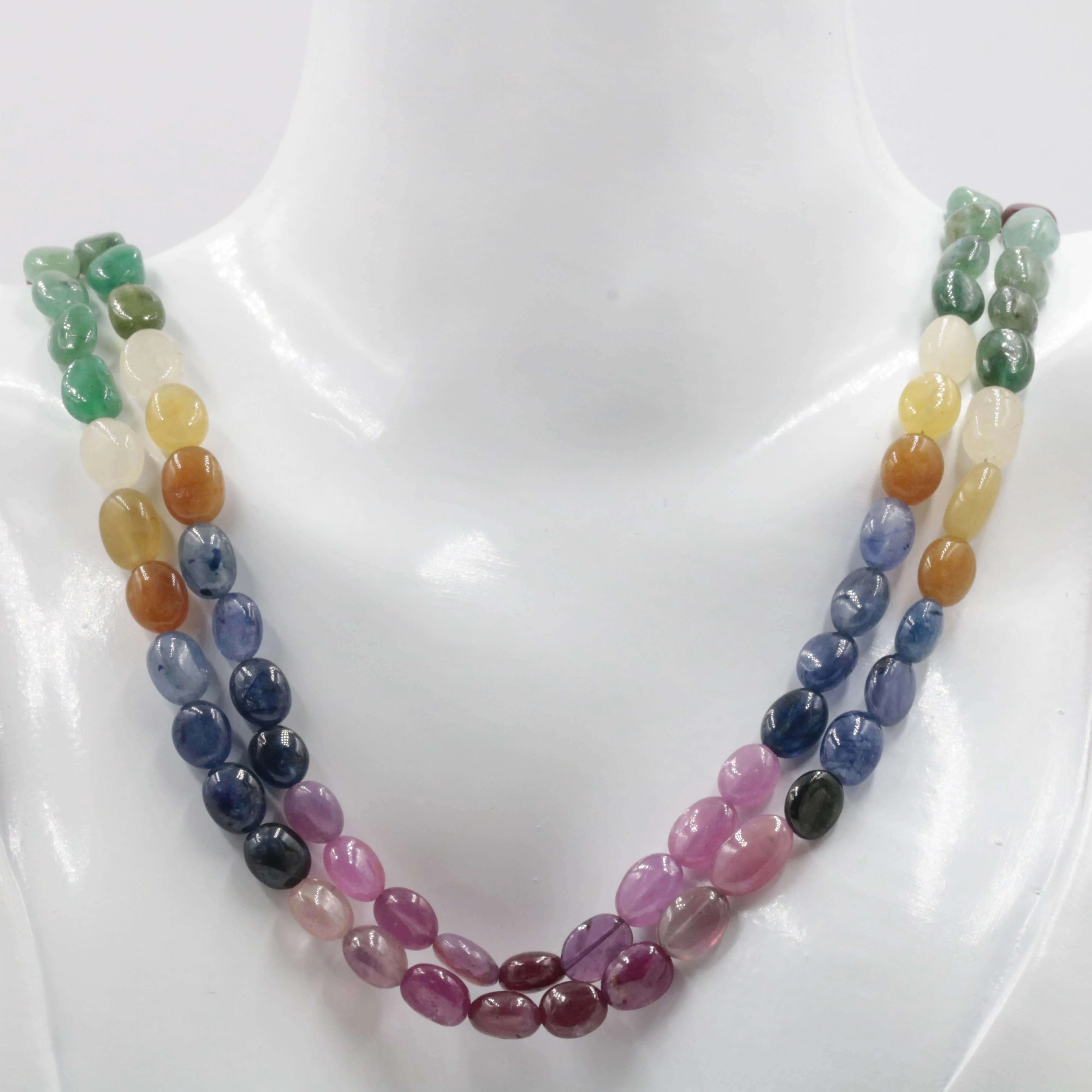 Natural Multi Color Sapphire Emerald and Ruby Necklace May BirthstoneJuly Birthstone September Birthstone SKU 6142720