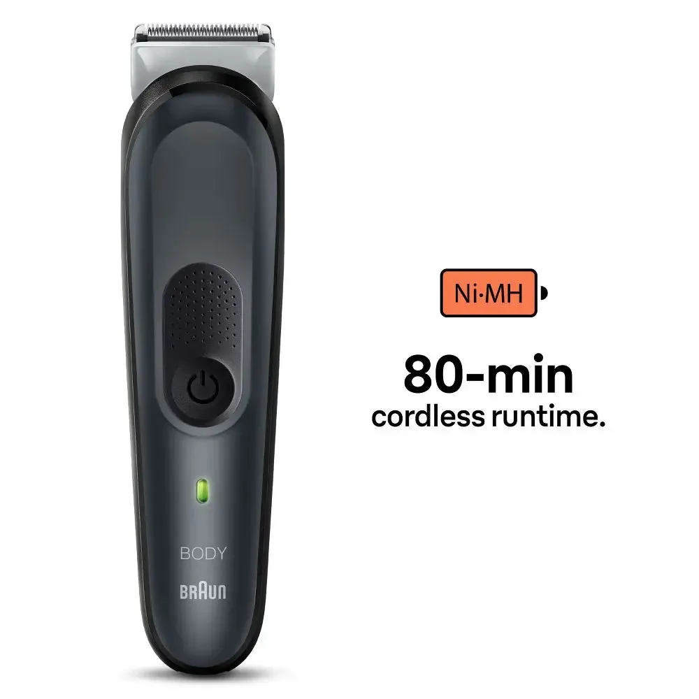 New - Braun Series 3 BG3340 Men's Rechargeable Body Groomer   2 Attachment Combs