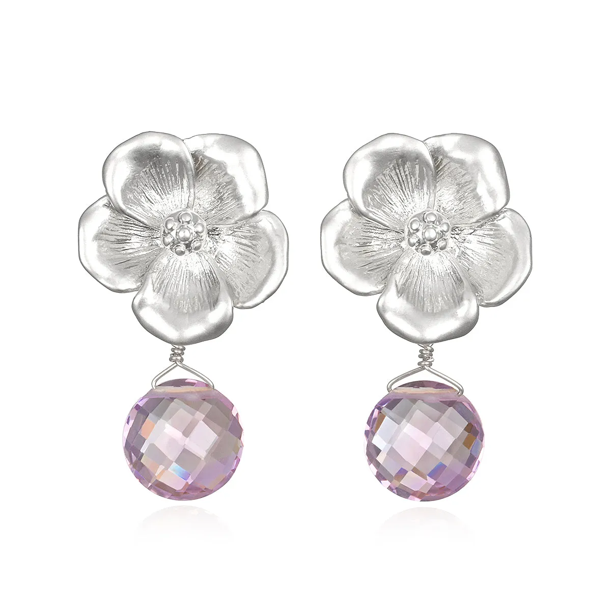 NEW!  Peony Earring-Pink Amethyst