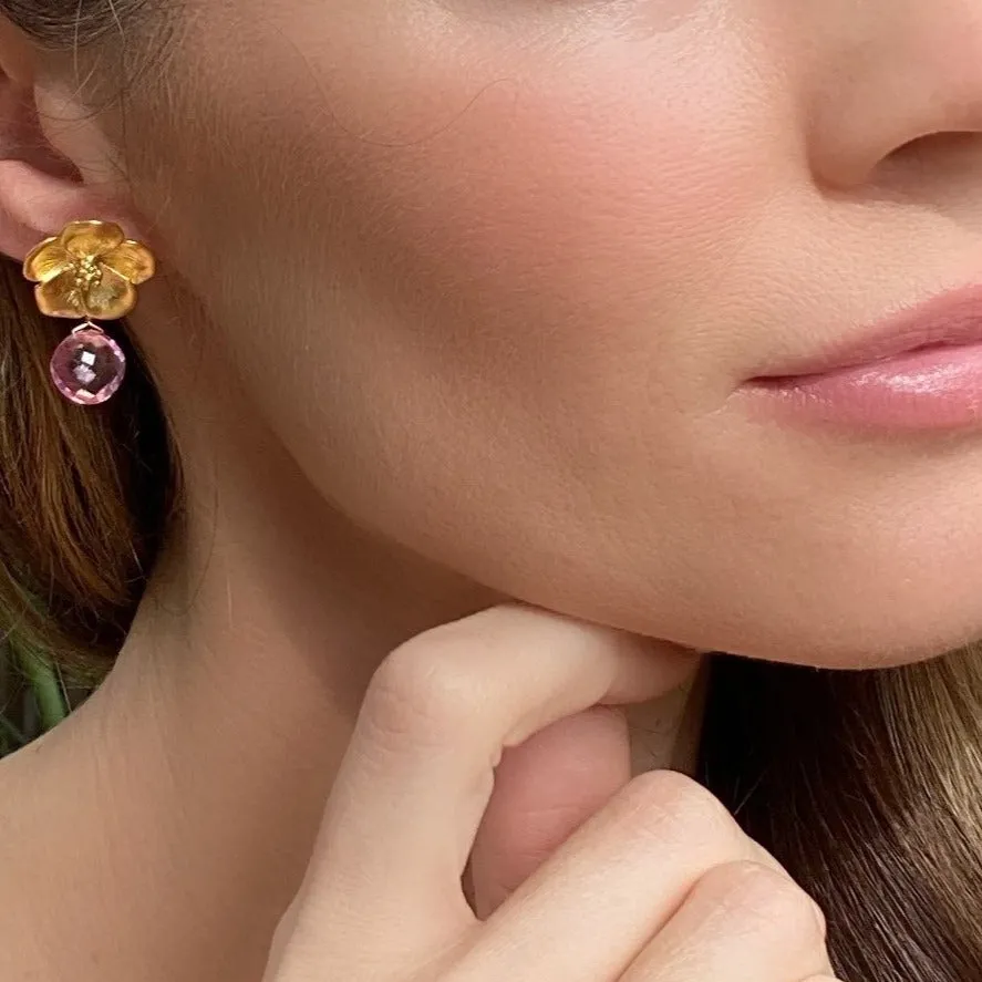 NEW!  Peony Earring-Pink Amethyst
