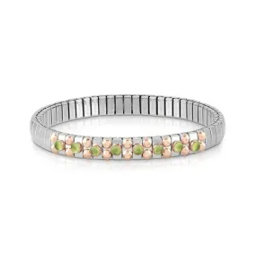 Nomination Extension Stretch Bracelet, Peridot Stones, 9K Rose Gold, Stainless Steel