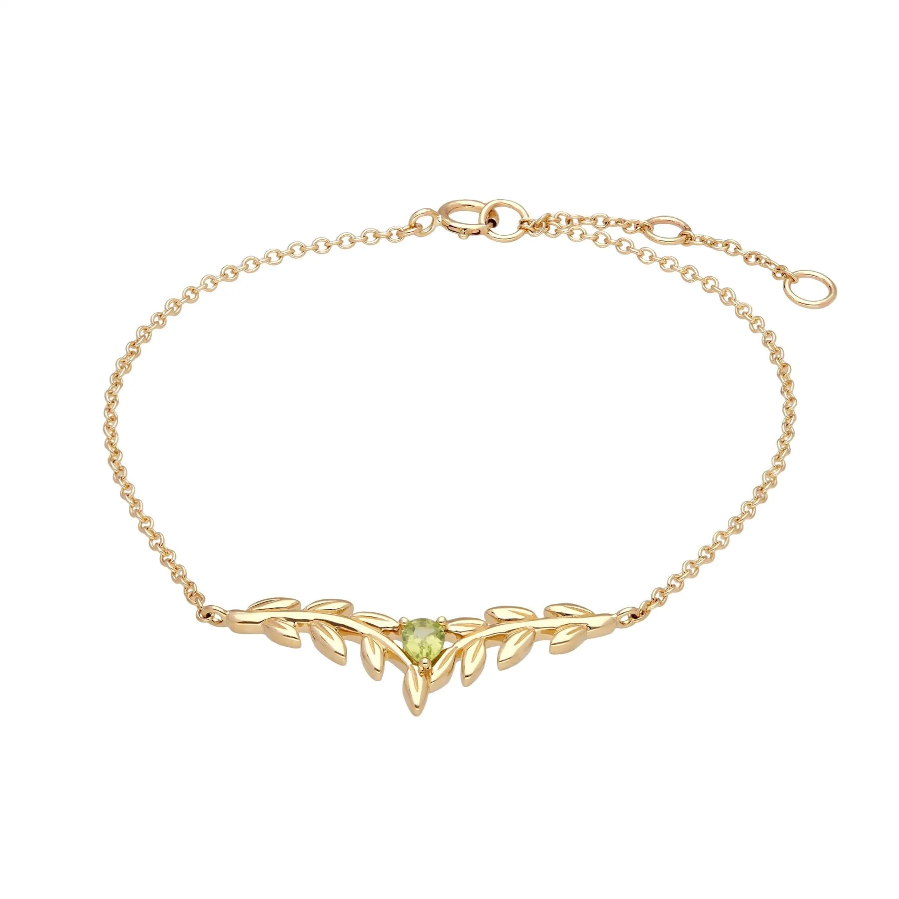 O Leaf Peridot Armband in 9ct Gelb Gold