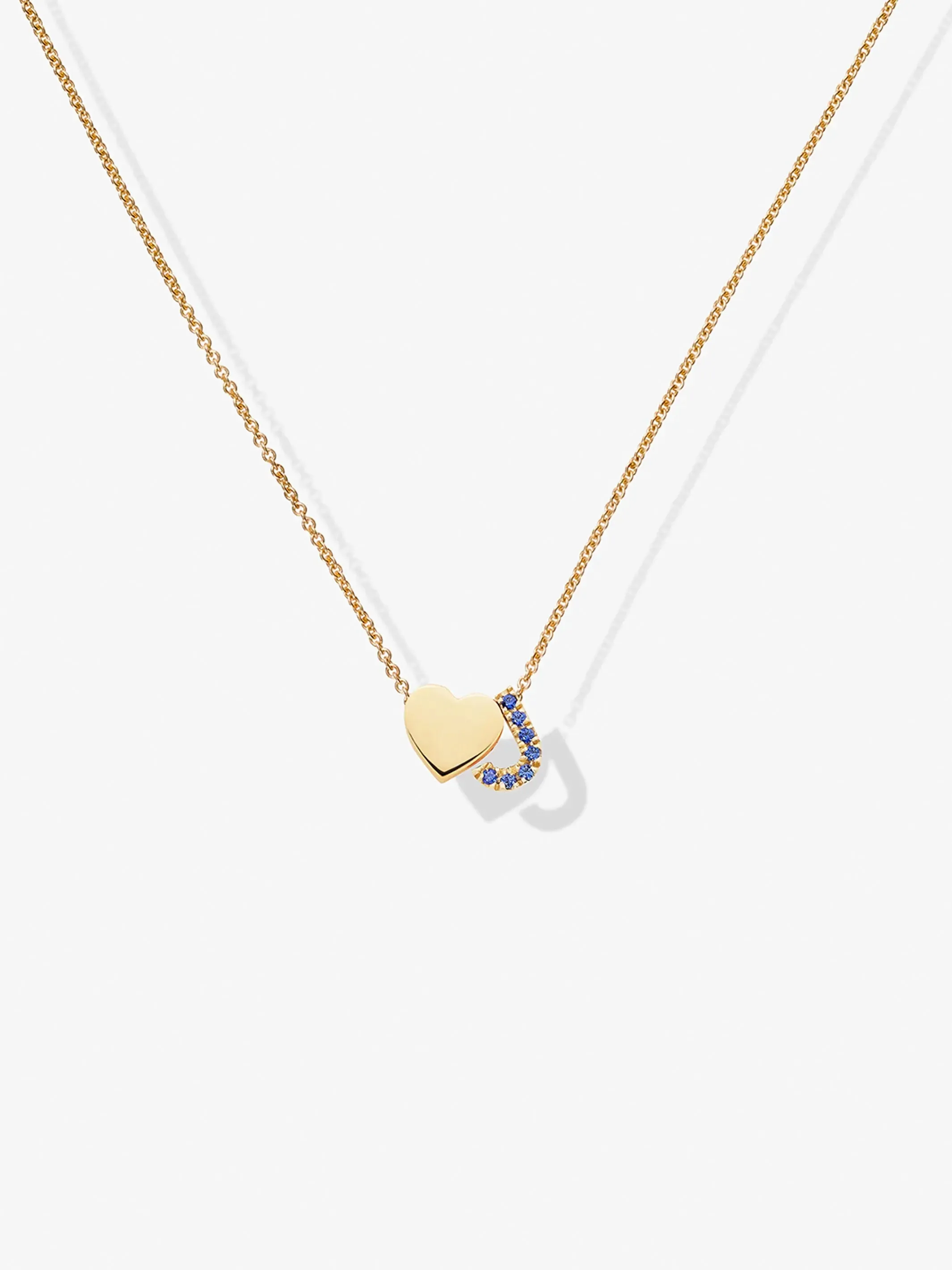 One Heart & Sapphire Letter Necklace