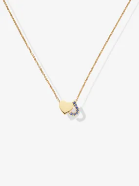 One Heart & Sapphire Letter Necklace
