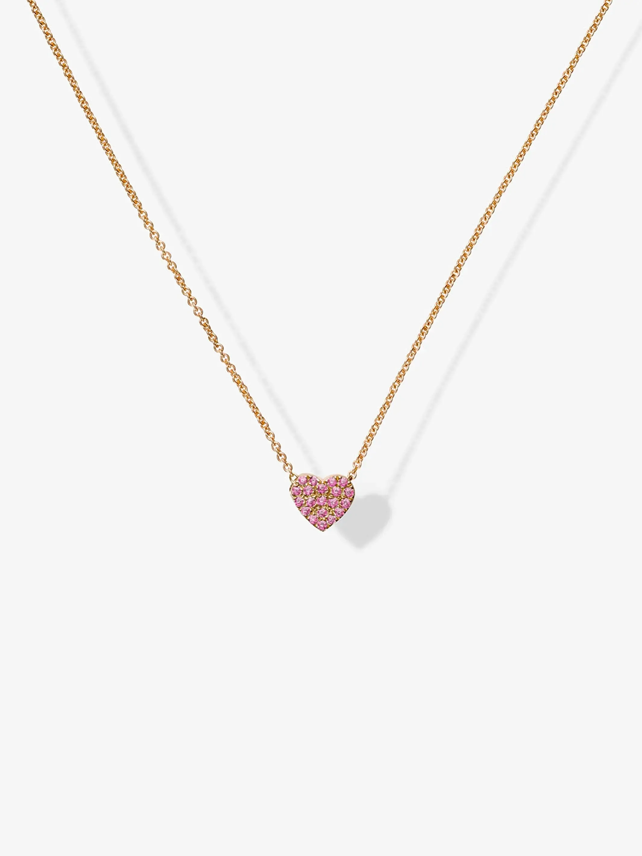 One Pink Sapphire Heart Necklace