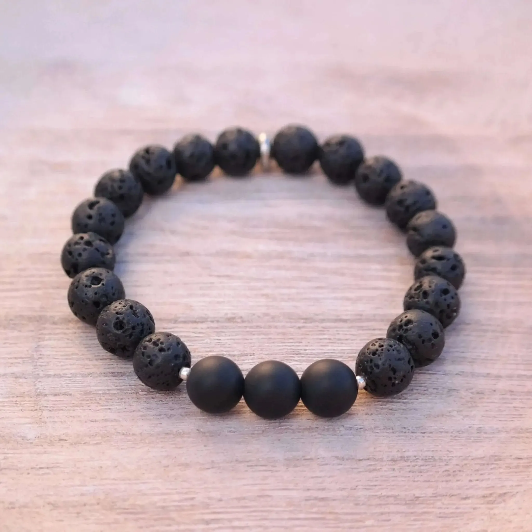 Onyx and Black Lava Protection Bracelet
