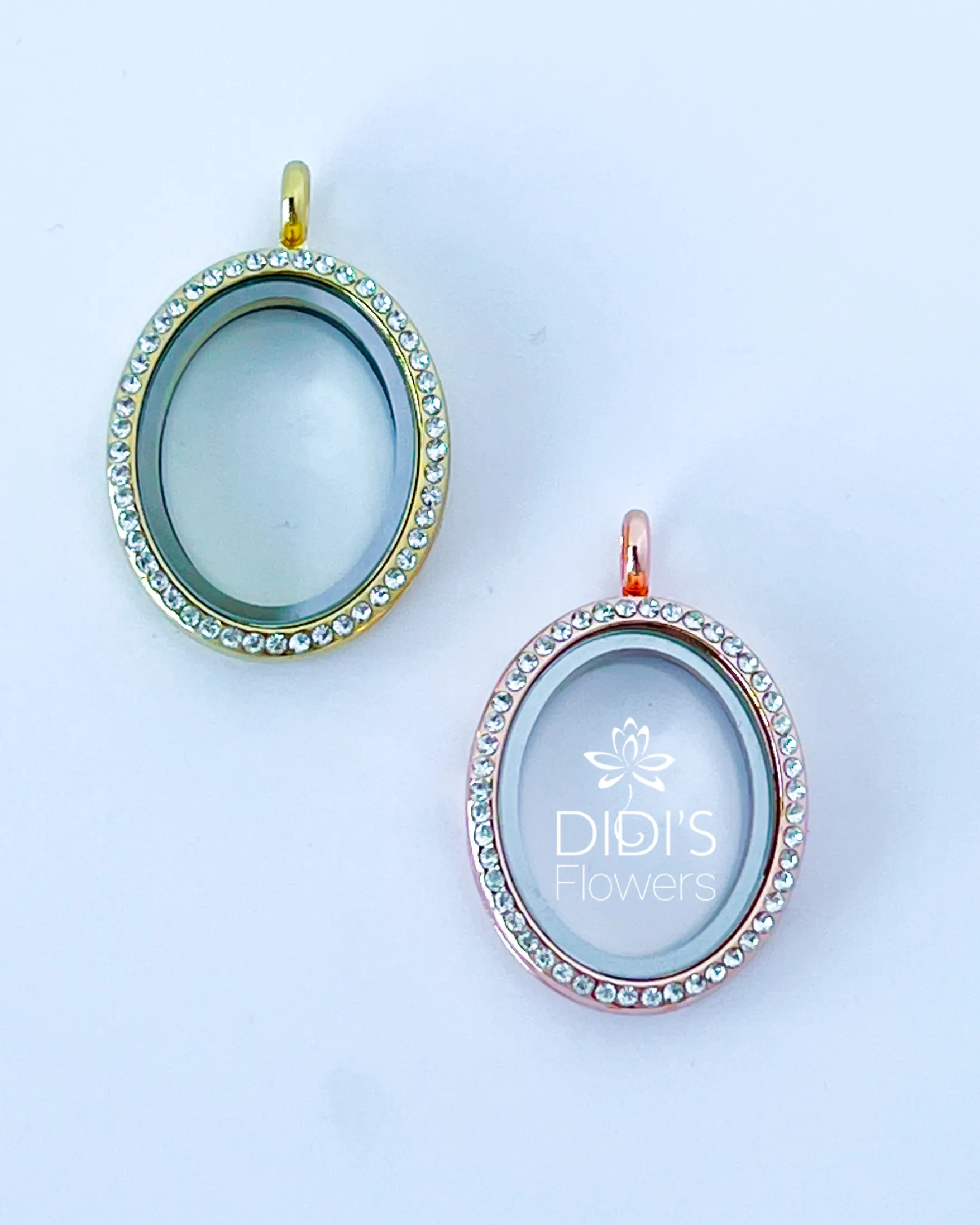 Oval Locket With Rhinestones