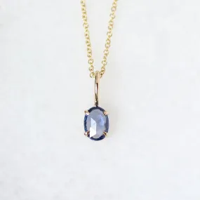 Oval Rose Cut Blue Sapphire Pendant
