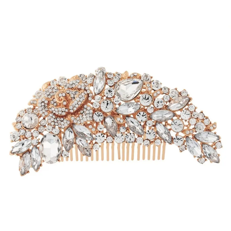 Paige Crystal Hair Comb Available in Gold, Silver & Rose Gold