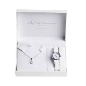 Pear CZ Necklace & Watch Communion Set