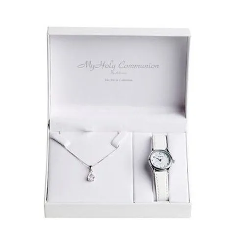 Pear CZ Necklace & Watch Communion Set