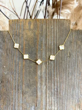 Pearl Clover Station Chain Necklace