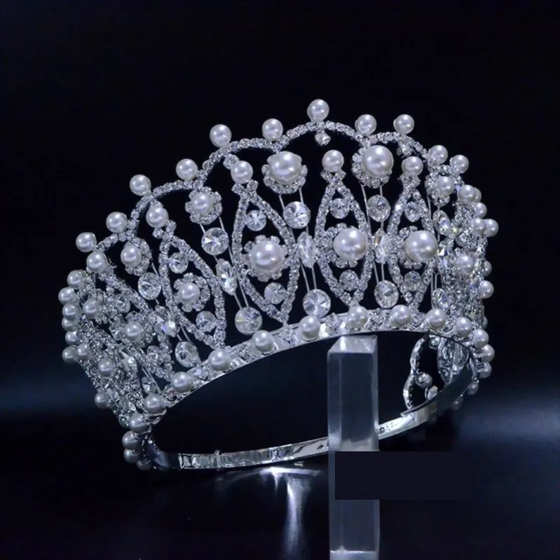 Pearl Crystal Pageant 4 Inches Adjustable Tiara Crown