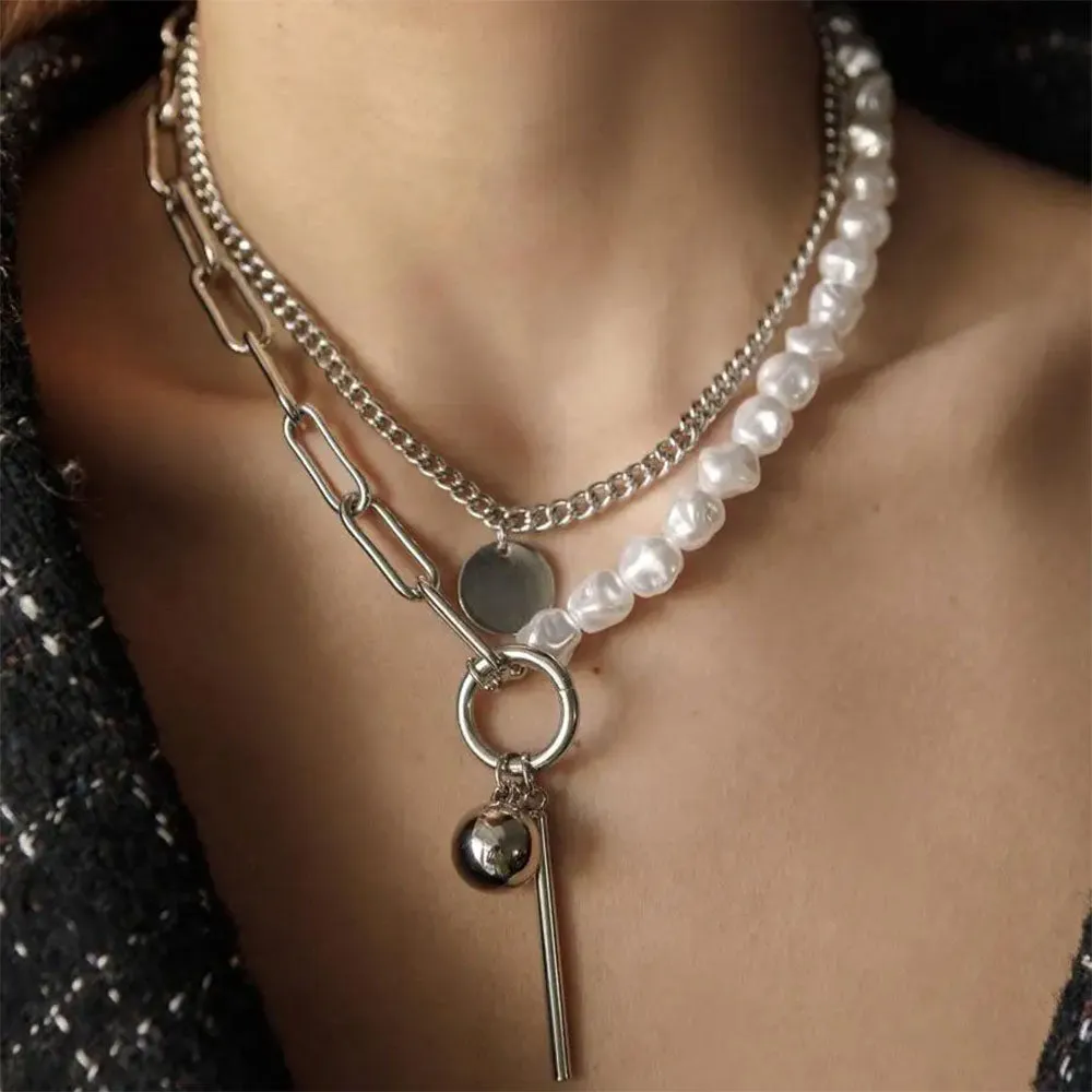 Pearl Layered Chain Necklace