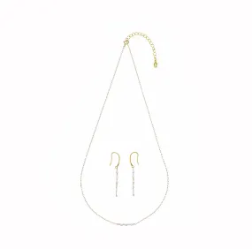 Pearl Line Necklace and Earrings Set