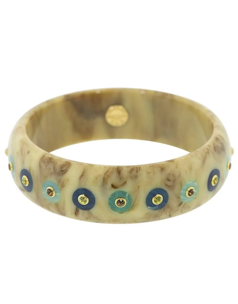 Peridot Brown and Blue Bakelite Bangle