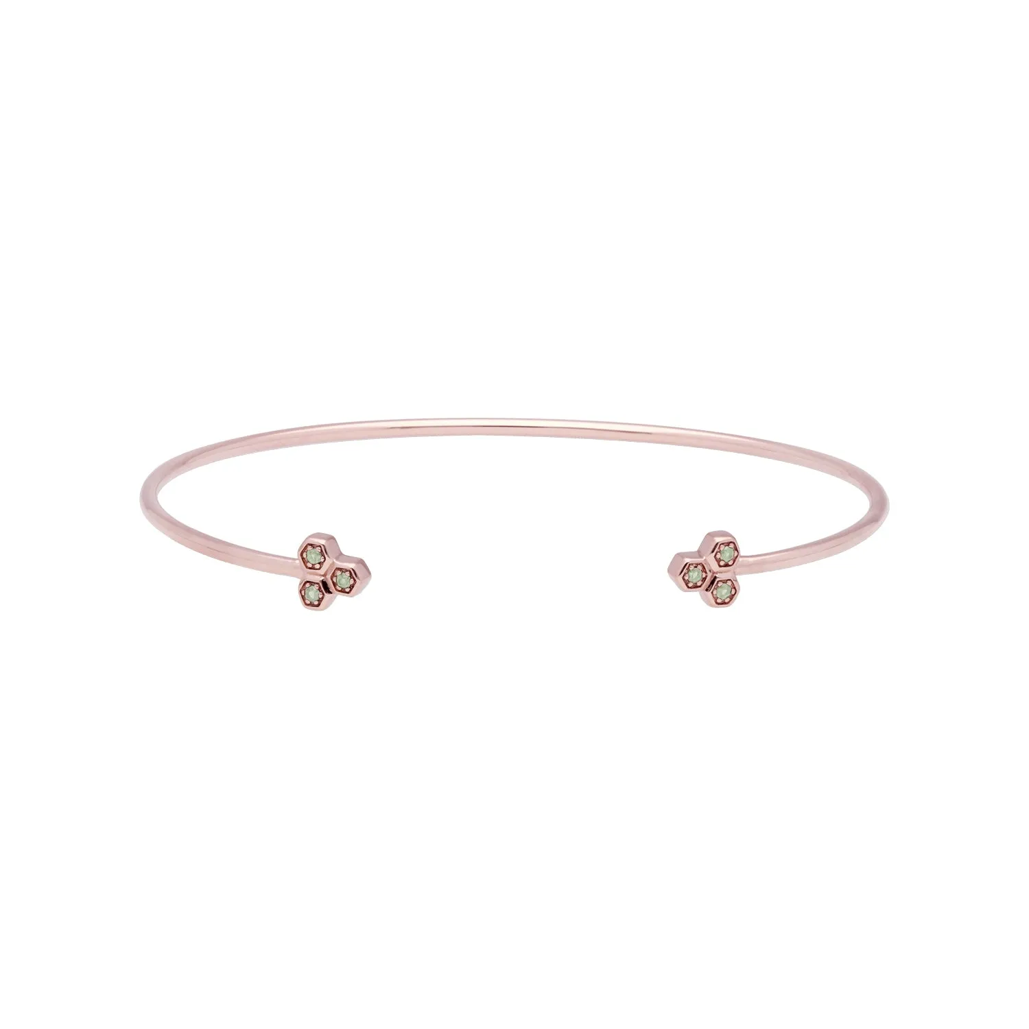 Peridot Trilogie Geometrischer Armreif in 9ct Rose Gold