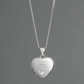 Personalised Children's Sterling Silver and Cubic Zirconia Heart Locket Necklace