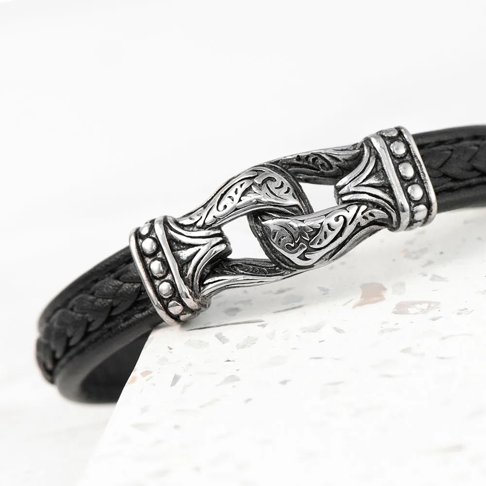 Personalised Men's Buckle Clasp Leather Bracelet