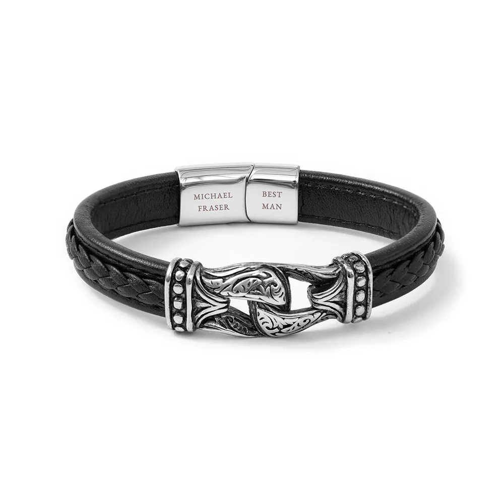 Personalised Men's Buckle Clasp Leather Bracelet