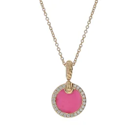 Petite DY Elements Pendant Necklace in 18K Yellow Gold with Rhodonite and Diamonds