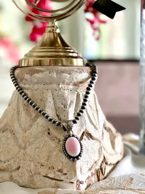 Pink-Conch Pendant on Navajo Pearls