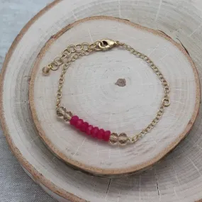 Pink Jade Crystal Bar Bracelet