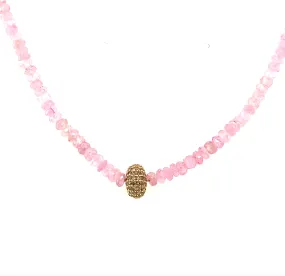 Pink Sapphire & Diamond Bead Necklace