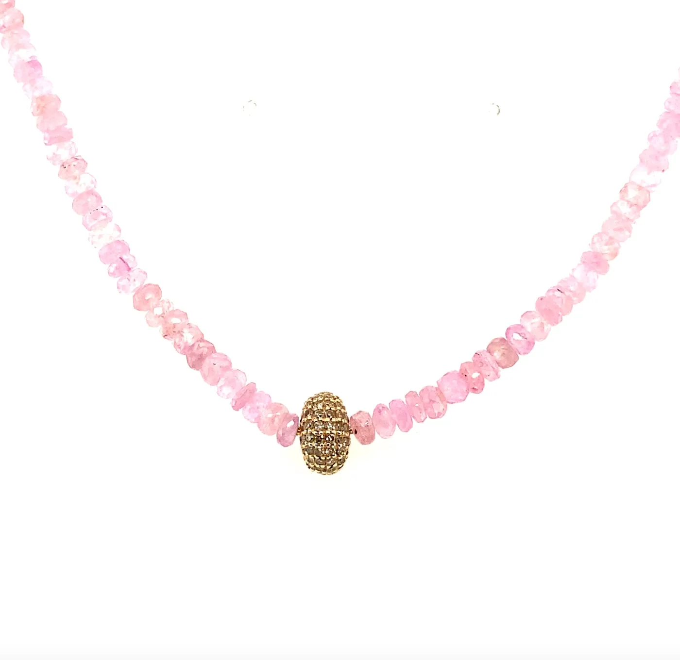 Pink Sapphire & Diamond Bead Necklace