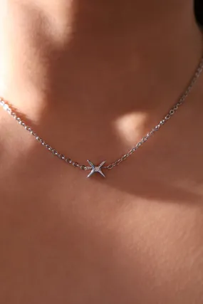 Platinum Plated Diamond Star Layer Necklace