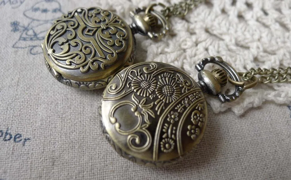Pocket Watch Flower Watch Round Pendant A6883