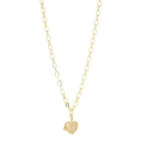 puffed heart pave butterfly locket