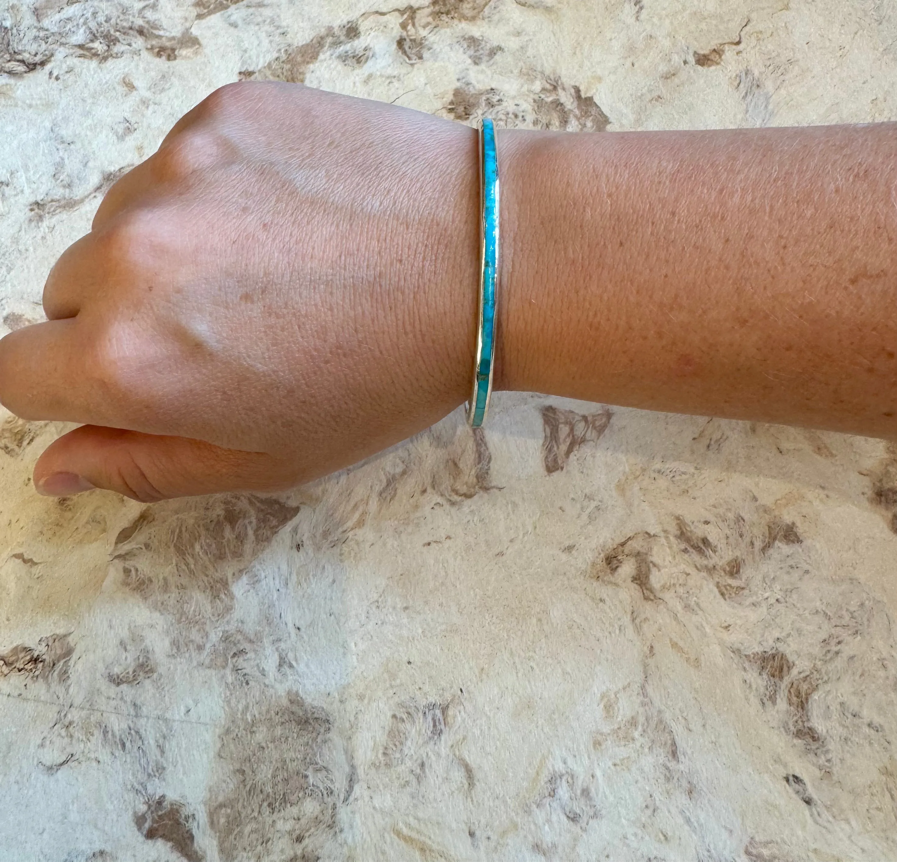 PY THIN TURQUOISE INLAY BANGLE