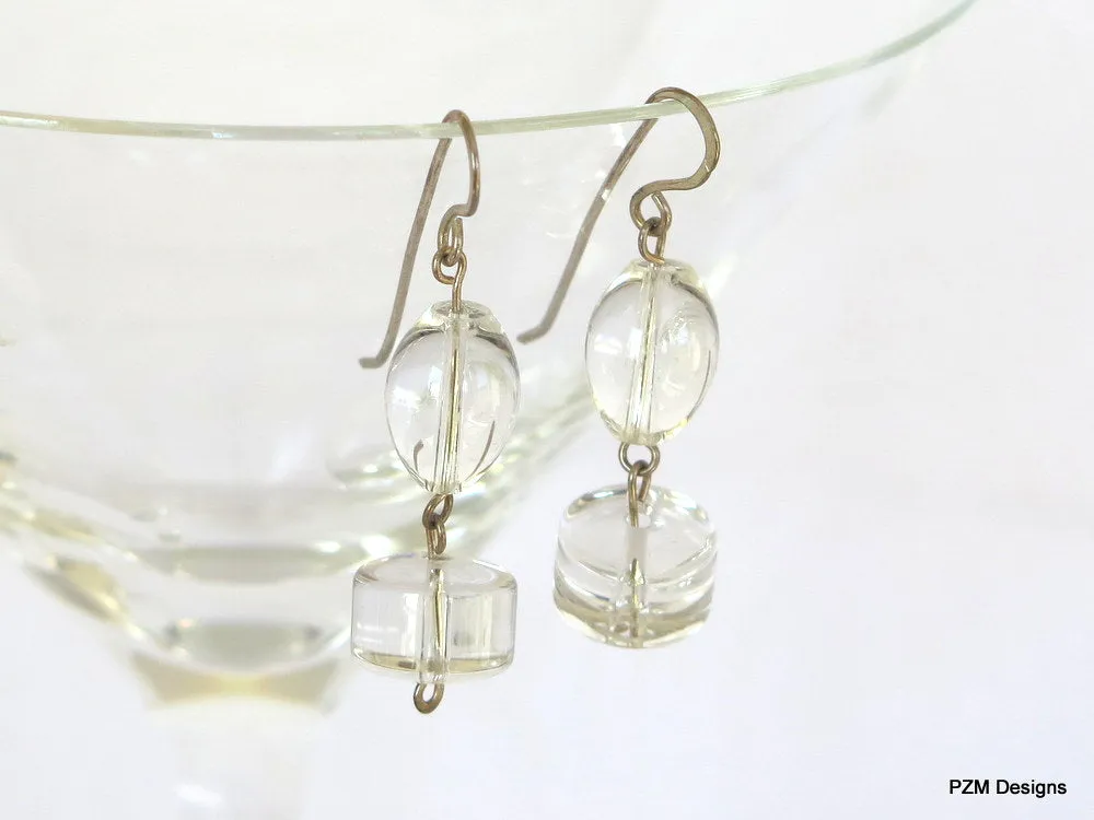 Quartz Crystal Drop Earrings, Gemstone Quartz Earrings, Gift for Her