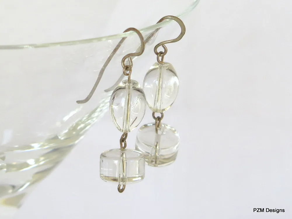 Quartz Crystal Drop Earrings, Gemstone Quartz Earrings, Gift for Her