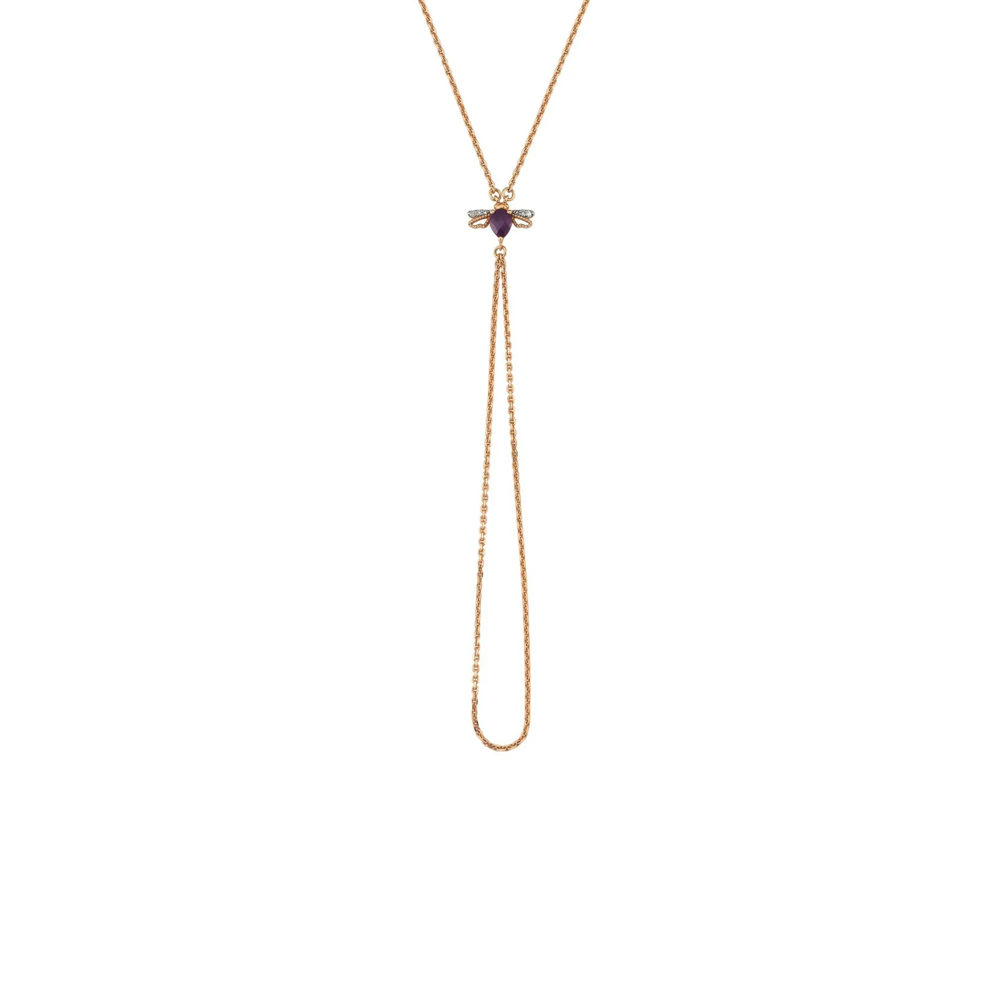QUEEN BEE LILY GOLD DIAMOND AMETHYST HAND CHAIN