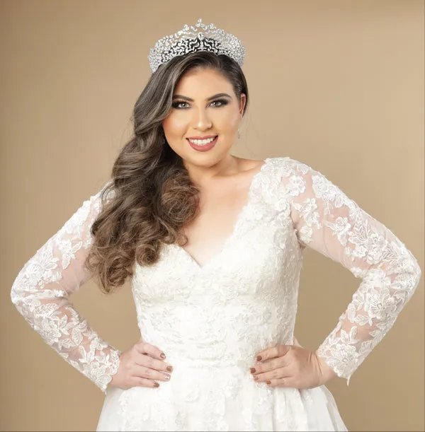 Quinceanera Tiara, Bridal Crown, Tall Crown for Quince, Wedding Crown for Bride