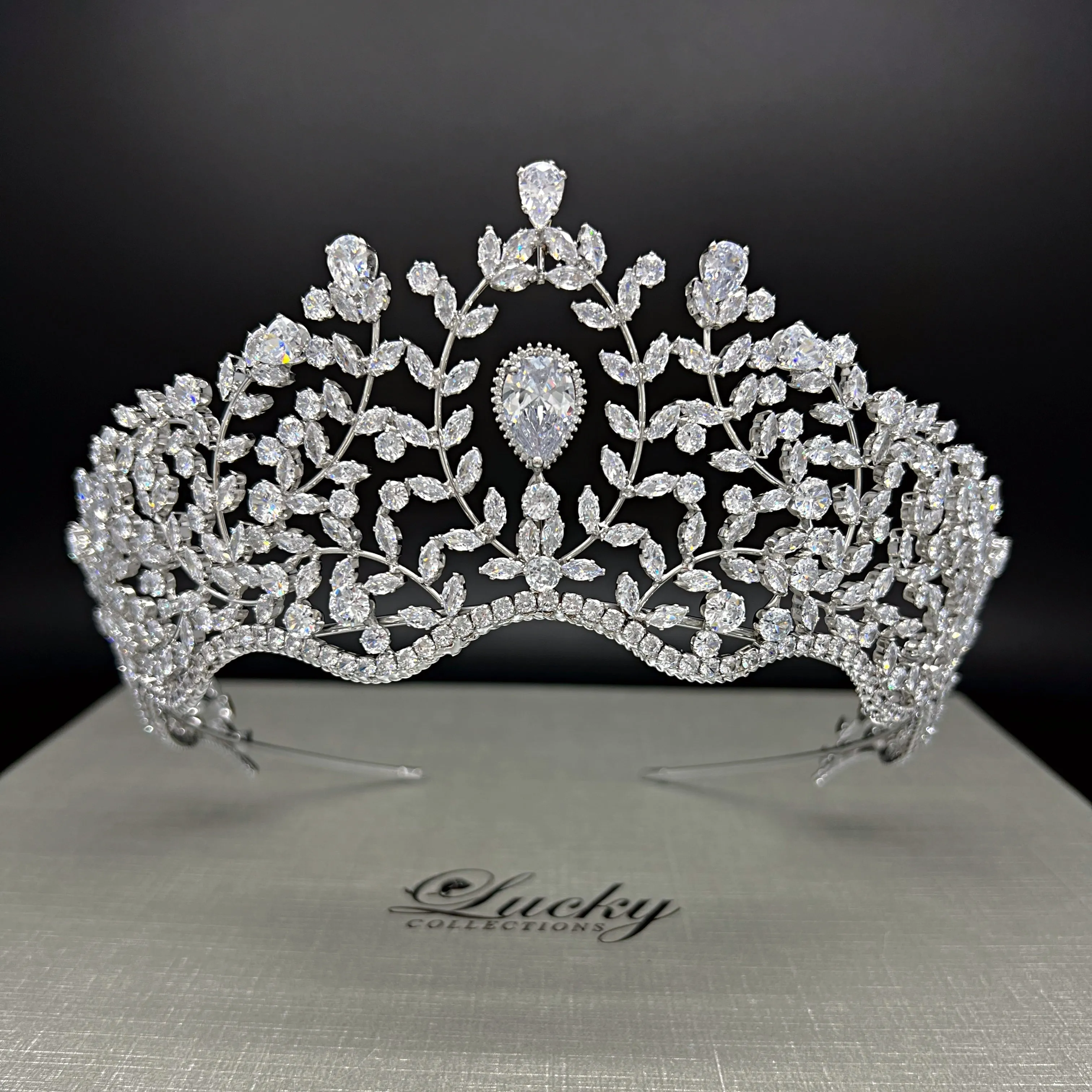 Quinceanera Tiara, Bridal Crown, Tall Crown for Quince, Wedding Crown for Bride