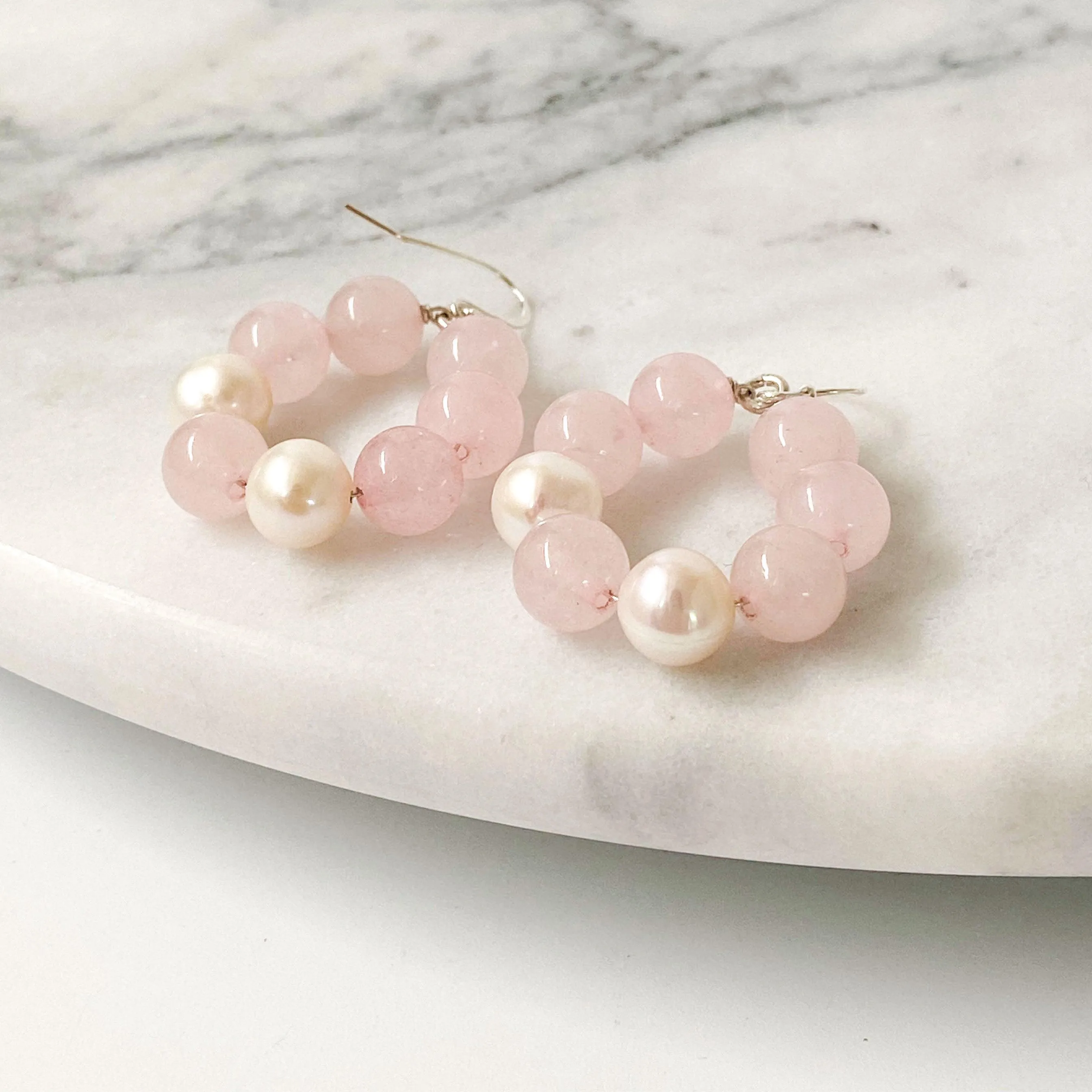 Rachel Earring | Rose Quartz