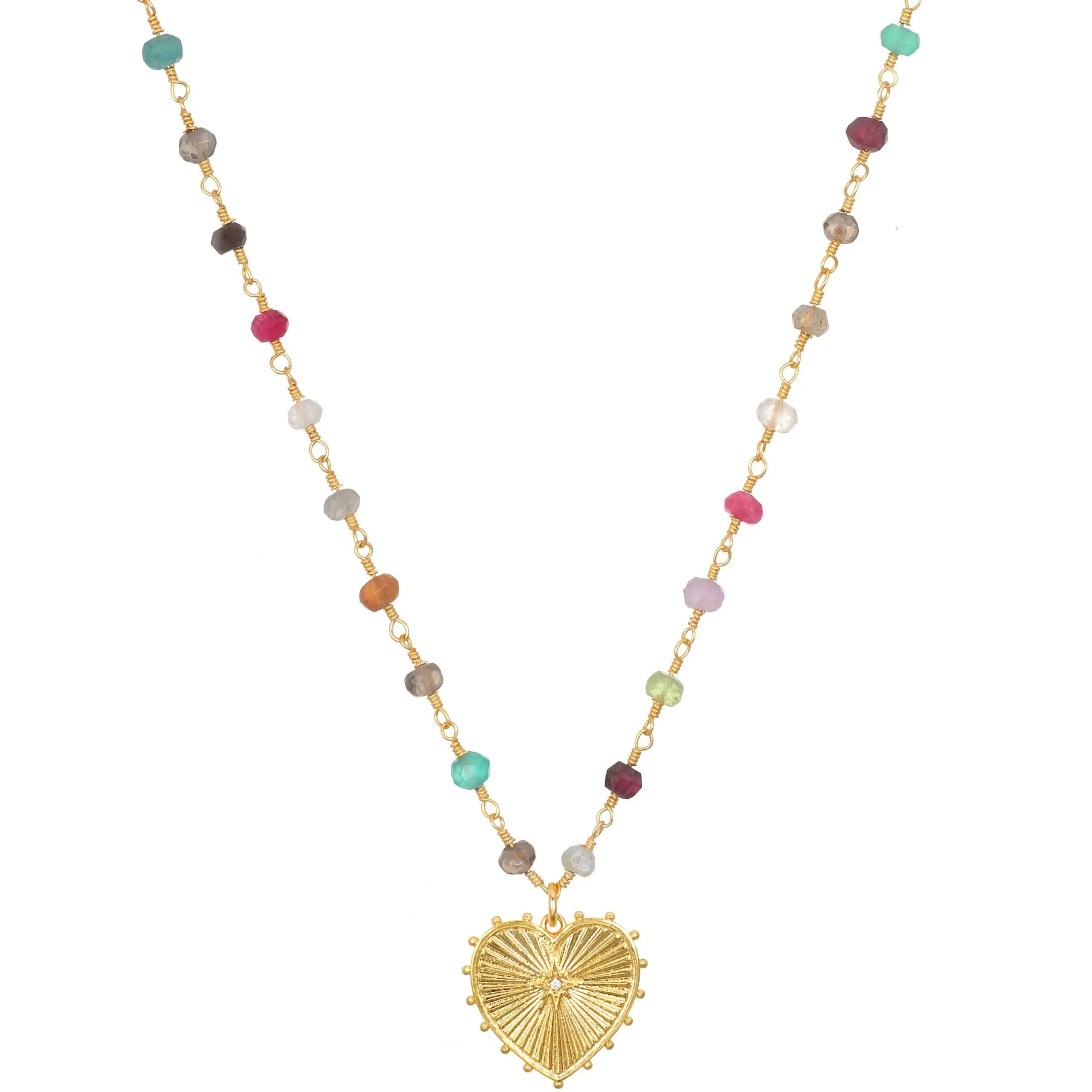 Rainbow Heart Charm Necklace