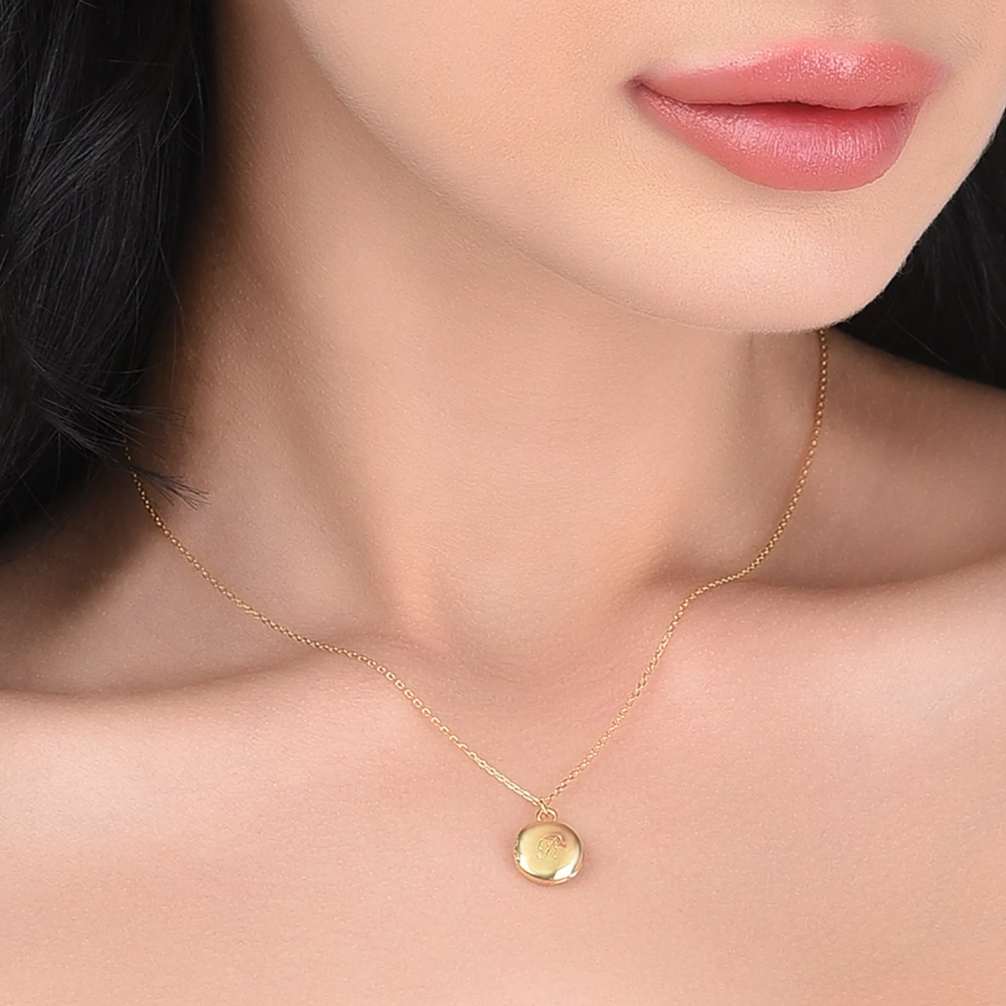 Real Gold Plated Initial Necklace Locket R For Women By Accessorize London