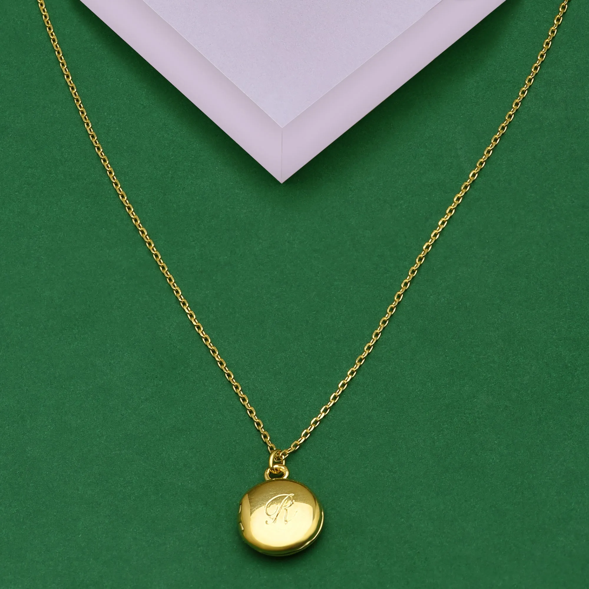 Real Gold Plated Initial Necklace Locket R For Women By Accessorize London