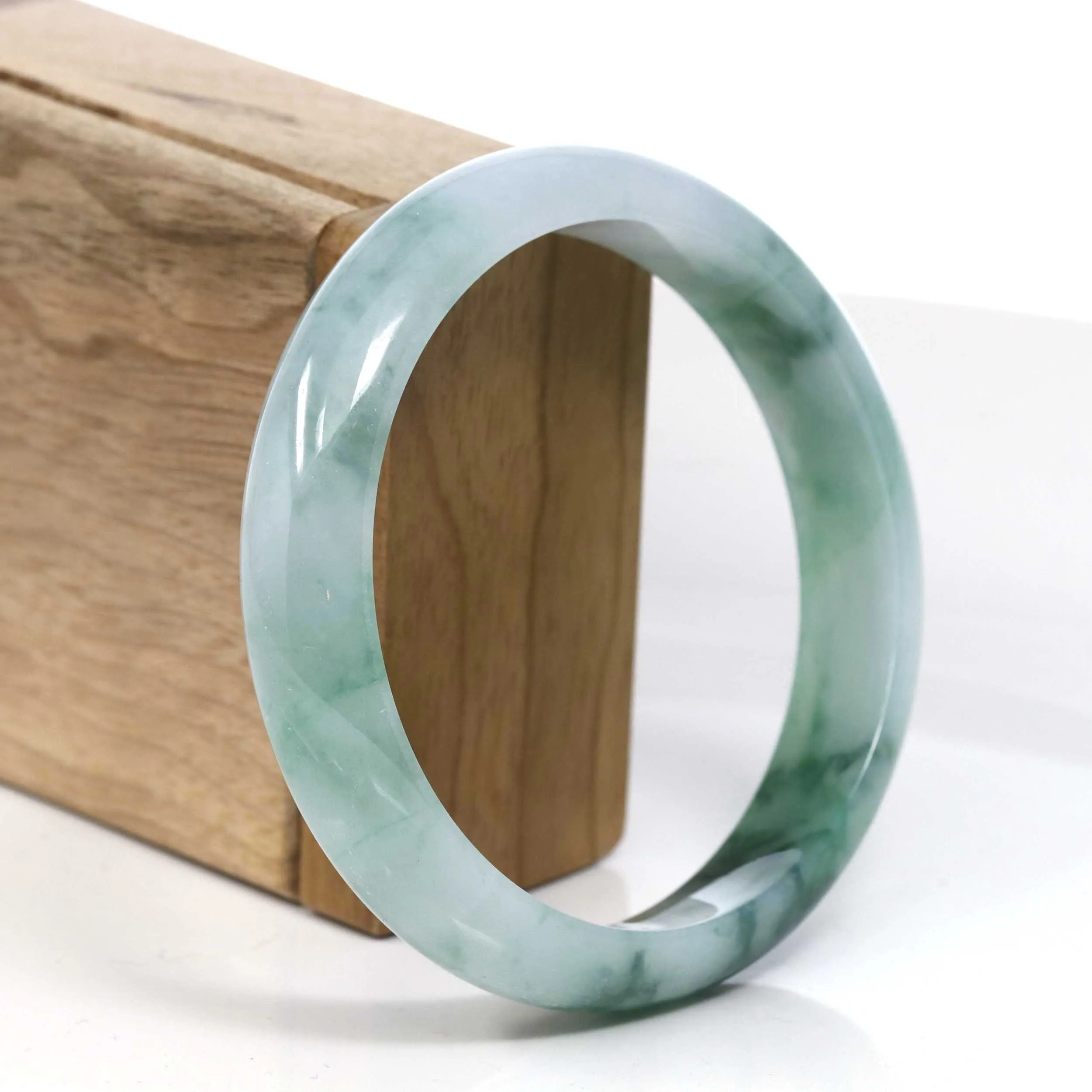 RealJade® Co. Blue Green Classic Real Jadeite Jade Bangle Bracelet ( 63.29 mm ) #384