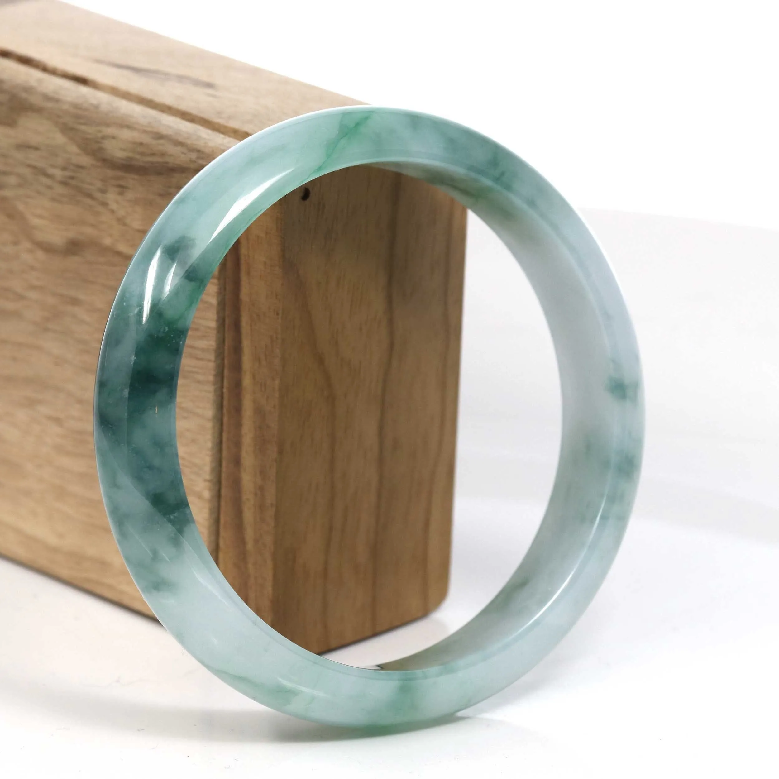RealJade® Co. Blue Green Classic Real Jadeite Jade Bangle Bracelet ( 63.29 mm ) #384