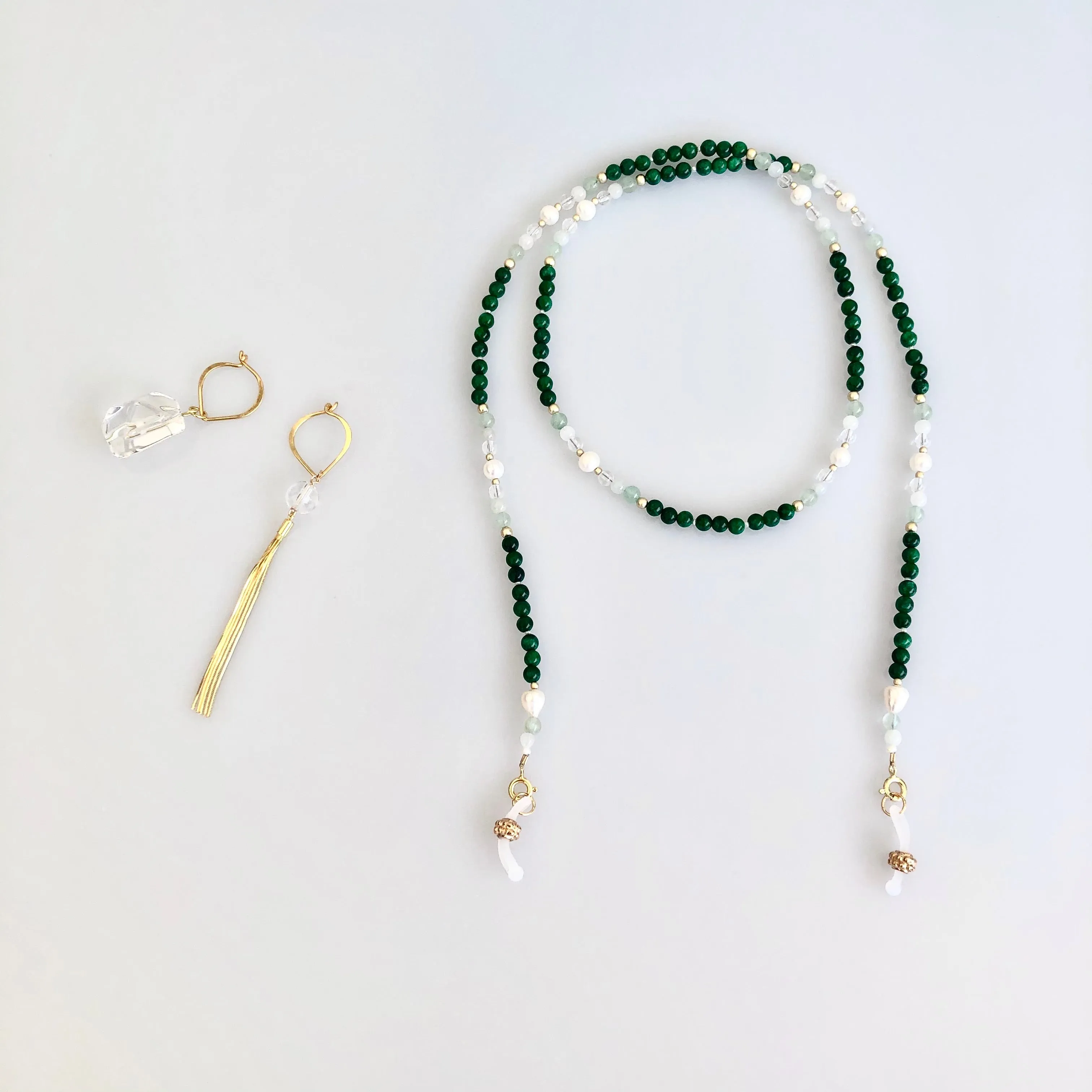 Return to Origin Jadeite Lariat Tassel Necklace Set