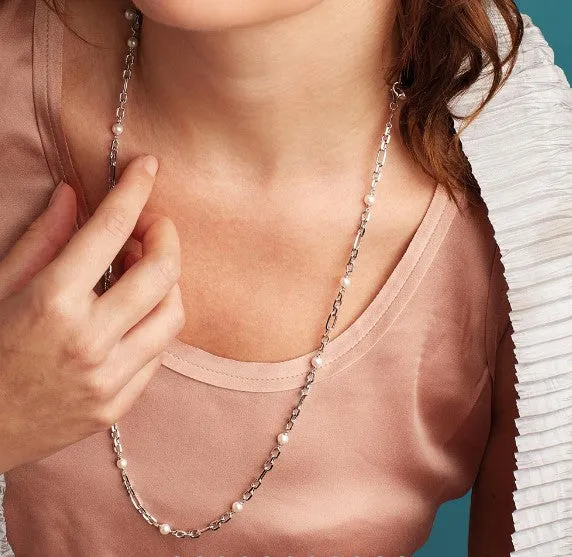 Revival Astoria Figaro Pearl Chain Link Multi Wear Station Necklace