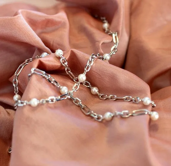 Revival Astoria Figaro Pearl Chain Link Multi Wear Station Necklace