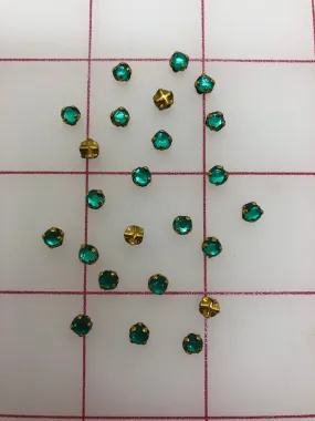 Rhinestones - 16SS Vintage Swarovski Rose Montees in Gold Settings Emerald 24pc-Pack