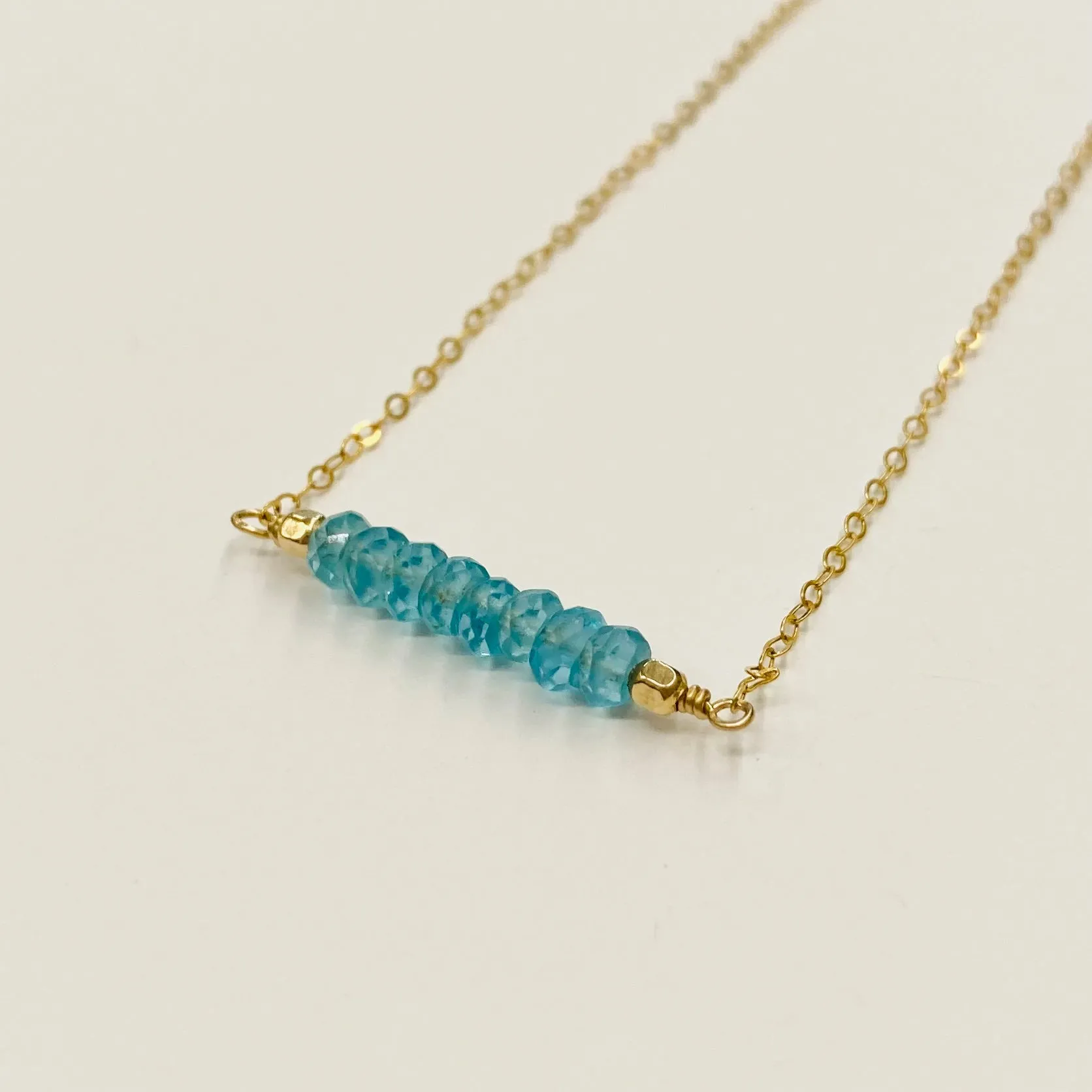 Rondelle Wire Wrapped Bead Row Necklace