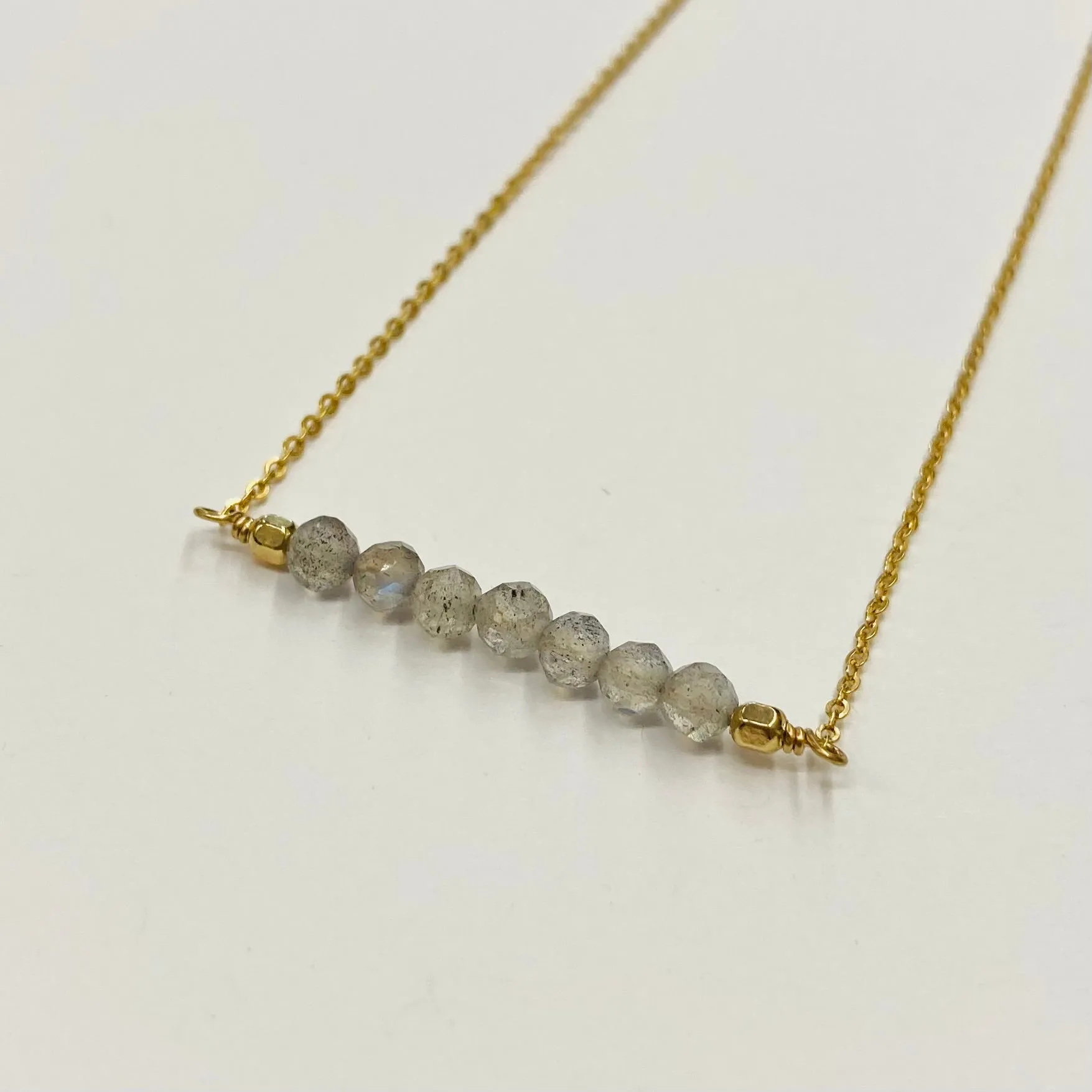 Rondelle Wire Wrapped Bead Row Necklace